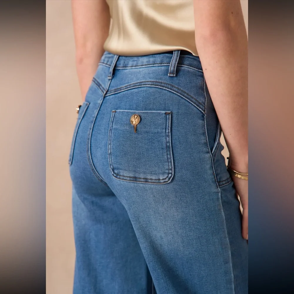 FROM PARIS FRANCE 🇫🇷 Wide-Leg Blue Jeans